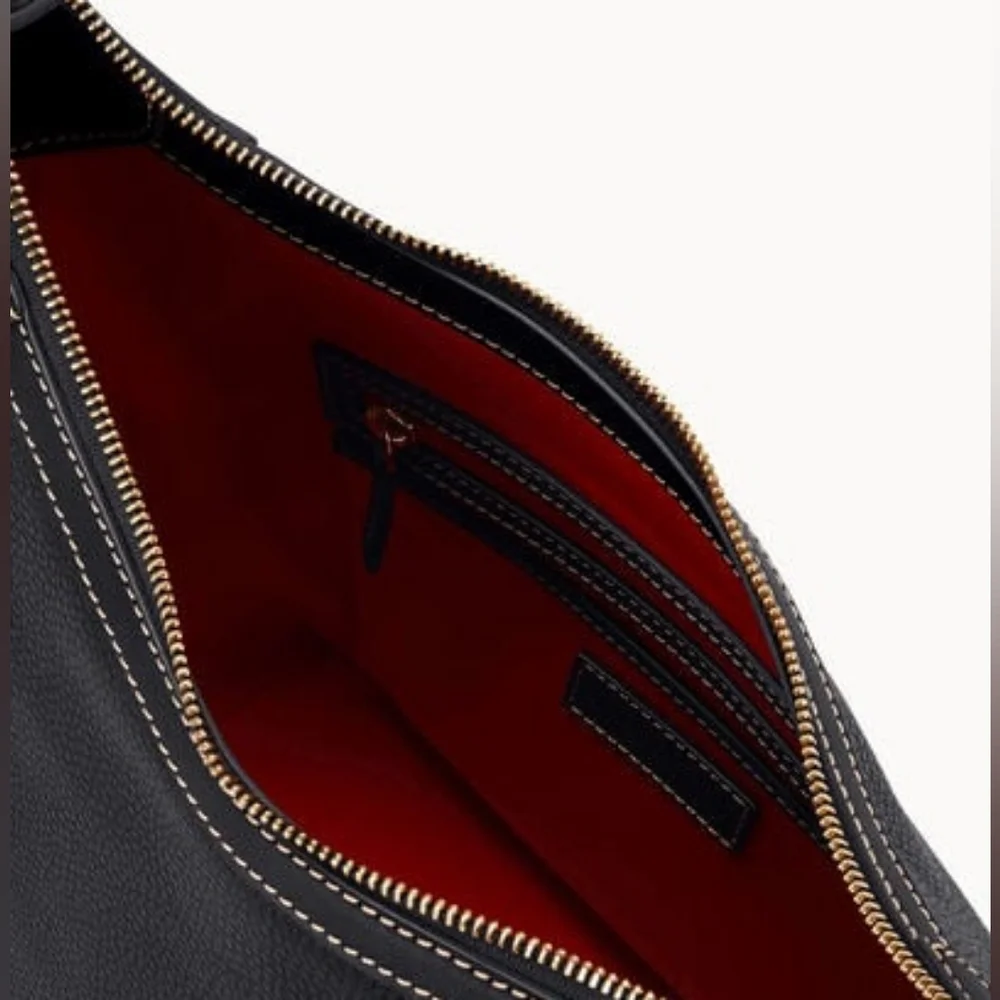 DOONEY & BOURKE Pebble Grain Hobo Sac NWT Black Gold Accents 11.75" x 4" x 11" - Picture 7 of 9